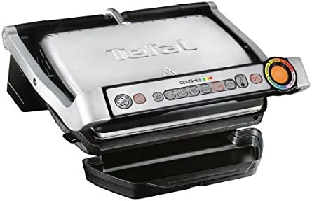Tefal OptiGrill+ GC712D | grille de contact intelligente | 6 programmes de gril | adapte la température+le cycle de cuisson aux aliments à griller | Plaques à revêtement antiadhésif, 30 cm x 20 cm, noir/acier inoxydable Fiche Technique et Prix au Maroc