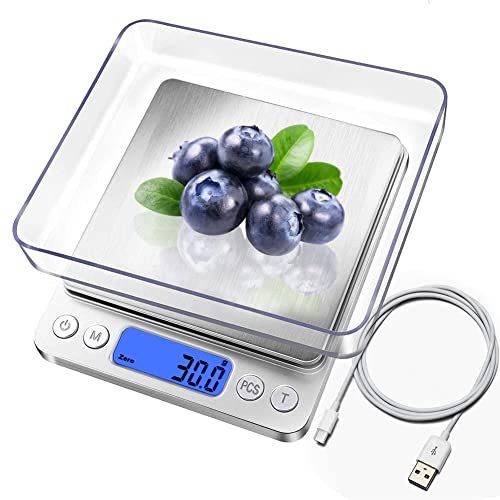 Balance de cuisine numérique, chargement USB, 3 kg/0,1 g, mini balance de cuisine électrique, balance de precision, étanche et rechargeable par USB,acier inoxydable, pour ingrédients, café Fiche Technique et Prix au Maroc