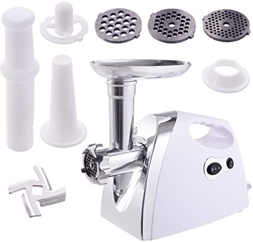COSTWAY Hachoir à Viande Electrique, Machine à Saucisse 1200W en ABS + Alliage D'Aluminium + Acier Allié, 3 Lames, Blanc Fiche Technique et Prix au Maroc