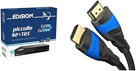 Edision Récepteur combiné PICCOLLO S2+T2/C H.265/HEVC (DVB-S2, DVB-T2, DVB-C) & KabelDirekt – 2 m – Câble HDMI 4K (4K@120 Hz et 4K@60 Hz pour Une expérience Ultra-HD spectaculaire Fiche Technique et Prix au Maroc