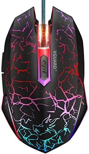 VGUARD Souris, Souris Gamer Filaire Gaming pour Ordinateur, Haute Précision 4 DPI jusqu'à 2400, 6 Boutons programmables, rétroéclairage LED 7 Couleurs no Tapis- Noir (Version améliorée) Fiche Technique et Prix au Maroc