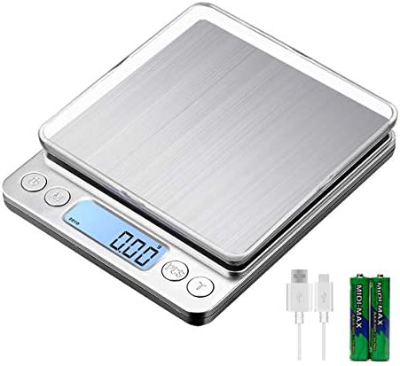 KUBEI Numérique Balance de Cuisine Rechargeable par USB 3kg/0.1g Balance de alimentaire pâtisserie numérique，PréCision Balance Électronique Plateaux de table de pesée en acier inoxydable，Fonction Tare Fiche Technique et Prix au Maroc