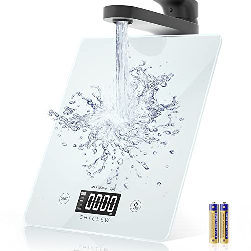 CHICLEW Balance Cuisine Electronique, 10kg/1g Balance Alimentaire de Precision avec Verre Trempé Ultra Mince , Tactile Écran LCD Rétro-éclairé Multifonctionnelle, 4 Unités de Pesée, Fonction Tare Fiche Technique et Prix au Maroc