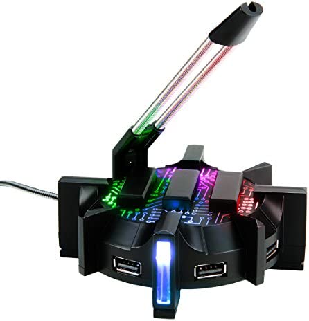 ENHANCE Support de Câbles Bungee Pro Souris Gaming avec 4 Ports Hub USB, Bras Métallique Flexible, 7 Modes d'Eclairage LED, Gestion de Câbles pour Souris, Idéal pour Amateurs et Professionnels eSports Fiche Technique et Prix au Maroc