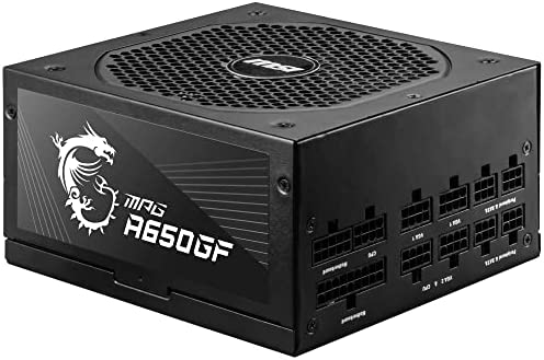 MSI MPG A650GF Bloc d'Alimentation, Prise EU, 650W, Certifié 80 Plus Gold, PSU ATX Entièrement Modulaire, Support GPU 3 x 6+2Pin, Condensateurs Japonais 105°C, Câbles Noirs Plats, Garantie 10 ans Fiche Technique et Prix au Maroc