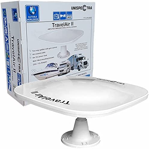 TRAVELAIR-II Amplifiée numérique omnidirectionnelle d'antenne TV HD de Gain Haut 32dB TNT DVB-T2 FM Dab. 12V 24V idéal pour Poids Lourd Camion Caravane Bateau ou Camping (Antenne) Fiche Technique et Prix au Maroc