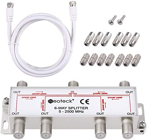 Neoteck 6 Voies Sky Câble Splitter Satellite TV Antenne Câble Splitter Kit F Connecteur Mâle à Femelle Séparateur à Large Bande avec 1.5 m Câble Coaxiale F Fiche Technique et Prix au Maroc