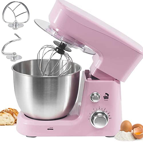 Bakaji Pétrisseur planétaire puissance 800 W avec bol en acier inoxydable de 4 l pétrisseur robot de cuisine 6 vitesses 3 crochets pétrissage inclus pour pétriser les bateaux, monter (rose) Fiche Technique et Prix au Maroc