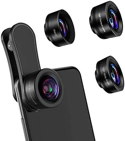 AFAITH Objectif de Caméra pour Smartphone, 3 en 1 Kit d'Agrafe de Lentille de Téléphone Portable, Objectif Macro 20X & Objectif Fisheye 198 ° & Objectif Grand Angle 120 ° pour iPhone Samsung Huawei Fiche Technique et Prix au Maroc