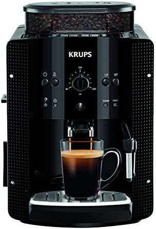 KRUPS ESSENTIAL NOIRE Machine à café à grain Machine à café broyeur grain Cafetière expresso 2 tasses Nettoyage automatique Buse vapeur Cappuccino YY8125FD Fiche Technique et Prix au Maroc