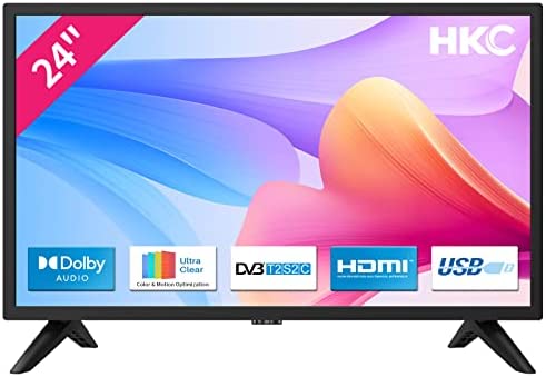 HKC 24F1D TV 24 Pouces (Téléviseur 60 cm), Dolby Audio, Triple Tuner DVB-C/T2/S2, CI+, Connexion PC VGA, HDMI, USB, Mode Hôtel Inclus, (édition 2022) Fiche Technique et Prix au Maroc