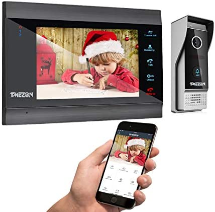 TMEZON 1080P Visiophone WiFi IP Vidéo Interphone,7 Pouce Moniteur de Nouvelle Version,Sonnette de Caméra Filaire Vision Nocturne,Déverrouillage à Distance,Parler,Enregistrer,Smartphone TuyaSmart APP Fiche Technique et Prix au Maroc