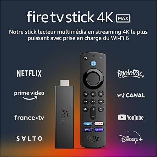 Fire TV Stick 4K Max | Appareil de streaming, Wi-Fi 6, télécommande vocale Alexa (avec boutons de contrôle de la TV) Fiche Technique et Prix au Maroc