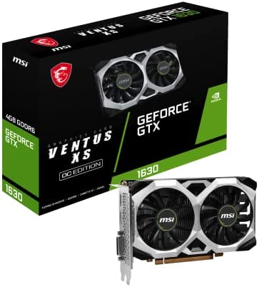 MSI GeForce GTX 1630 Ventus XS 4G OC Carte Graphique Gaming NVIDIA GTX 1630, GPU 1815 MHz, mémoire DDR6 4096 Mo V809-4215R Noir Fiche Technique et Prix au Maroc