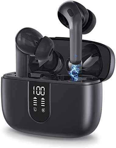 Plue Écouteurs Bluetooth sans Fil, Stéréo Oreillette Bluetooth Contrôle Tactile, IPX7 Étanche Écouteurs sans Fil avec Micro, 40H d’Autonomie, USB-C Charge pour iOS, Android, Noir Fiche Technique et Prix au Maroc