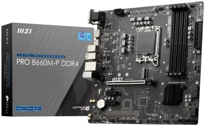 MSI Pro B660M-P DDR4 Carte Mère, Micro-ATX - pour Processeurs Intel Core 12ème Gén, LGA 1700 - DDR4 Memory Boost 4600+MHz/OC, Slot PCIe 4.0 x16, 1 x Slot M.2 Gen4 x4, LAN 1G 7D24-005R Noir Fiche Technique et Prix au Maroc