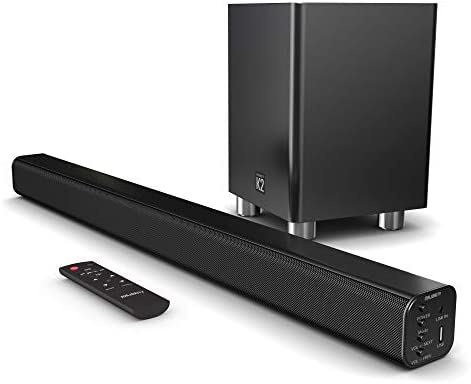 Majority K2 Barre de Son puissante sans Fil 150 W avec Son Surround, Caisson de Basses, Bluetooth, HDMI Arc (CEC), Grande télécommande, AUX, USB, Radio FM, entrée Optique, câbles RCA (Noir) Fiche Technique et Prix au Maroc