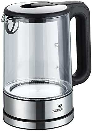 SENYA Bouilloire électrique sans fil en verre 1.7L rotation 360° Tea Lover, 2200W SYBF-K002 Fiche Technique et Prix au Maroc