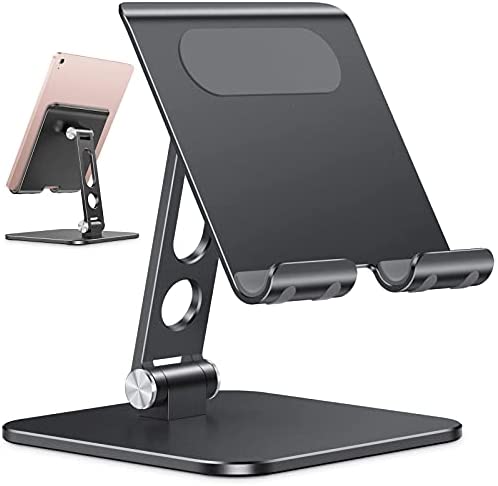 OMOTON Support Tablette Réglable Amélioré Support Pliable de Base Lourde en Aluminium, Dock Robuste à Design du Trou pour iPad Mini Pro Air et Téléphones, pour Les Appreils(3.5-13 Pouces), Noir Fiche Technique et Prix au Maroc