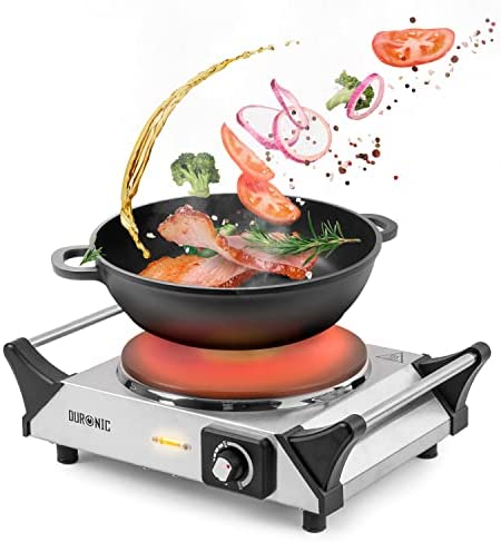 Duronic HP1 SS Plaque de cuisson chauffante électrique 1500W | Foyer en fonte de 20 cm | Poignées ergonomiques | Compacte et mobile | Thermostat réglable | Réchaud alternatif à une table de cuisson Fiche Technique et Prix au Maroc