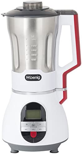 H.Koenig MXC36 Soup Maker Blender Chauffant 1.7L Bol Inox résistant Mixeur, 2 Programmes de cuisson Polyvalents Soupe/Glace pilée, velouté, 3 vitesses pulse, Puissant 900W, chauffage jusqu'à 100°C Fiche Technique et Prix au Maroc