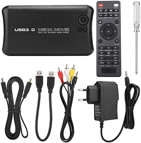 Goshyda Lecteur Multimédia SATA HD, Mémoire 320G 1080P Full HD USB Lecteur Multimédia de Sortie HDMI/AV Externe avec Technologie de Décodage et Fonction Hôte USB, pour TV(EU) Fiche Technique et Prix au Maroc