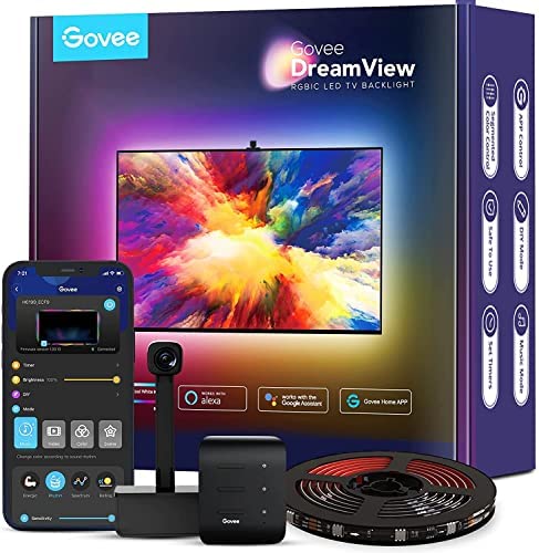 Govee TV Rétroéclairage LED WiFi avec Caméra, Smart Ruban LED 3,8m RGBIC, Bande LED Compatible avec Alexa et Google Assistant, Contrôle App pour TV 55-65 Pouces et PC, Mode Musique, DreamView T1 Fiche Technique et Prix au Maroc