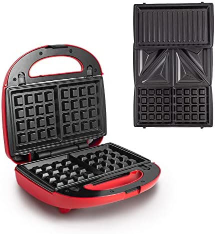 Gadgy Gaufrier | Appareil Croque Monsieur 3 in 1 | Gauffrier Multifonctions | Plaques Détachables 3 en 1 l Avec Poignée Cool Touch, Pieds Anti-dérapants et 2 Voyants de Contrôle Fiche Technique et Prix au Maroc