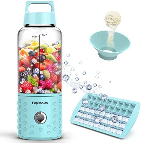 PopBabies Petit mixeur portable rechargeable via USB pour smoothies et milkshakes, puissant et rapide, avec bac à glace et entonnoir Fiche Technique et Prix au Maroc