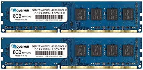 DUOMEIQI Kit 16 Go (2X8 Go) DDR3 12800 1600 PC3L-12800U 8Go DDR3L Dimm 2Rx8 1,35 V / 1,5 V CL11 Mémoire RAM de Bureau pour Ordinateur de Bureau Fiche Technique et Prix au Maroc