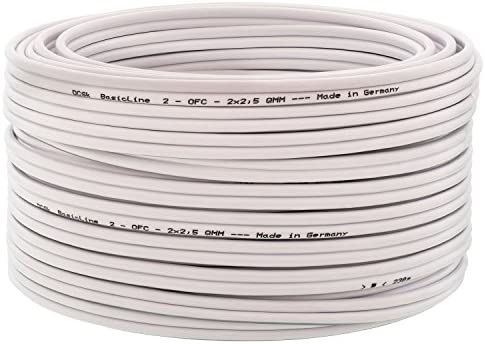 DCSk - 30m - 2 x 2.5mm² - Câble Audio Blanc pour Enceintes - Câble HP en Cuivre OFC pour HiFi et Hi-FI Embarquée - Fabrication Allemande - Conducteur 99,99% cuivre avec Isolant Fiche Technique et Prix au Maroc