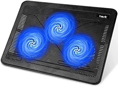 HAVIT HV-F2056 - Refroidisseur PC pour Ordinateur Portable, Hauteur Réglage, 3 Ventilateurs Silencieux avec LED Lumière Bleu, Boutons On/Off, équipé de 2 Ports USB, Refroidissement rapide et puissant de Support Ventil-Bleu Fiche Technique et Prix au Maroc