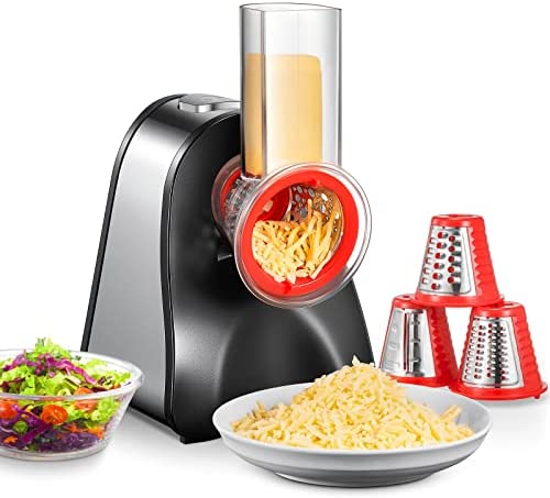 FOHERE 4 en 1 Râpe a Légumes Électrique,Fresh Express Râpe Carottes Electrique 200W Découpe Légumes Electrique pour Fromage, Carottes, Pommes de Terre, Concombres, Argent Fiche Technique et Prix au Maroc