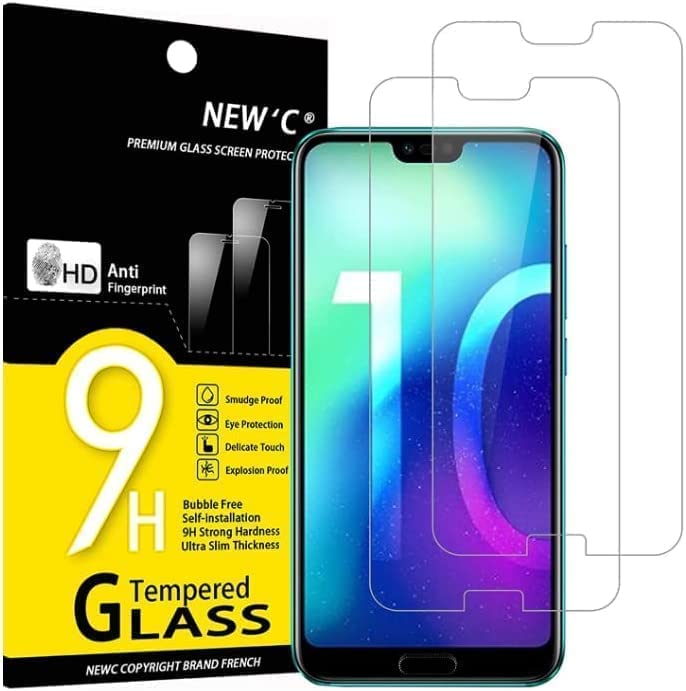 NEW'C Lot de 2, Verre Trempé pour Honor 10, Film Protection écran sans Bulles d'air Ultra Résistant (0,33mm HD Ultra Transparent) Dureté 9H Glass Fiche Technique et Prix au Maroc