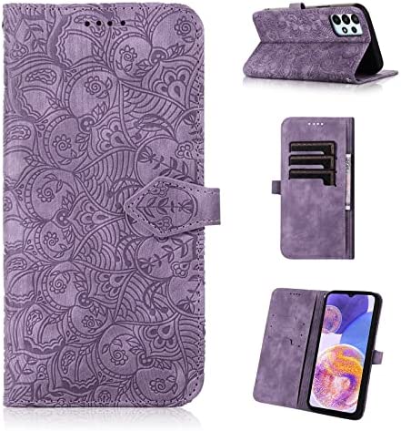Auslbin Coque pour Samsung Galaxy A23(4G/5G)/M23 5G Étui en Relief Mandala PU Housse de Téléphone Protection en Cuir Galaxy A23 Coque en Cuir Flip Wallet Case pour Samsung Galaxy M23 5G - Violet Fiche Technique et Prix au Maroc
