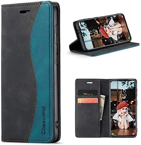 Casecond Coque pour Xiaomi 11 Lite 5G NE/ Xiaomi Mi 11 Lite 4G/5G Housse en Cuir avec Magnetique Etui RFID Blocage Protection Pochette Porte Cartes Portefeuille pour Femmes et Hommes Noir et Sarcelle Fiche Technique et Prix au Maroc