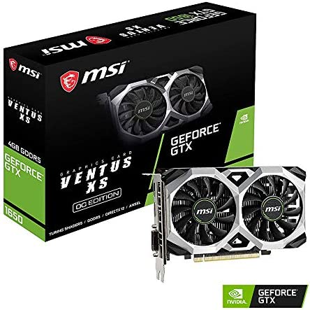 MSI GeForce GTX 1650 Ventus XS OC 4GB GDDR5 Carte Graphique, 896 Core, 1485 MHz GPU, 1740 MHz Boost Noir/Argent Fiche Technique et Prix au Maroc