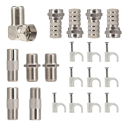 RELIAGINT Câble TV RG6 - Connecteur F en cuivre étanche avec câble F81/RF pour rallonge, vidéo HD haute vitesse jusqu'à 3 GHz pour STB, TV à parabole, satellite, antenne (10 + 10, Argenté.) Fiche Technique et Prix au Maroc