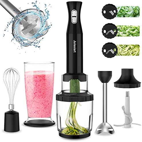 Juissiart Mixeur Plongeant 800W et 7 Accessoires pour Hacher, Presser, Mélanger et Piler de la Glace Fiche Technique et Prix au Maroc
