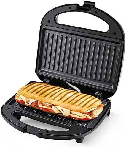 Grill Viande Electrique/Grille Panini MONXOOK, 750W Appareil à Panini Plaques Anti-adhésif, Température Automatique, Indicateur LED, Poignée Cool Touch, Sans BPA, Acier Inoxydable/Noir Fiche Technique et Prix au Maroc