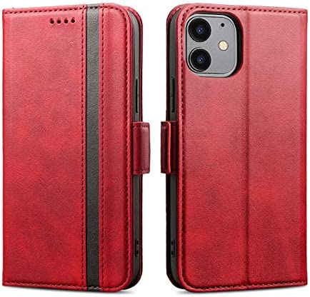 Rssviss Coque pour iPhone 12, Housse de iPhone 12 Pro en Cuir PU, 4 Emplacements pour Cartes avec Magnétique Protection Etui iPhone 12/12 Pro Portefeuille Rabat 6,1 Pouces Rouge Fiche Technique et Prix au Maroc