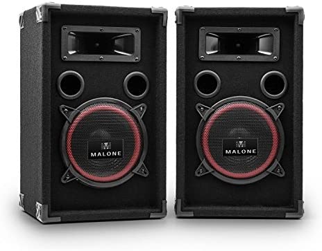 MALONE PA-220-P - Paire de Haut-parleurs, Haut-parleurs 3 Voies, Enceintes passives, Puissance 2 x 500 Watts Max, Subwoofer de 20 cm (8"), Tweeter, Réponse de fréquence: 50 Hz à 20 kHz, Noir Fiche Technique et Prix au Maroc