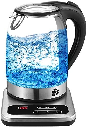 ForMe Bouilloire Électrique en Verre Thermostat Réglable 1.7 LED Bleu I Contrôle de Température Réglable 40-100°C I Transparente Température Variable I Fonction de Maintien au Chaud I Sans BPA Fiche Technique et Prix au Maroc