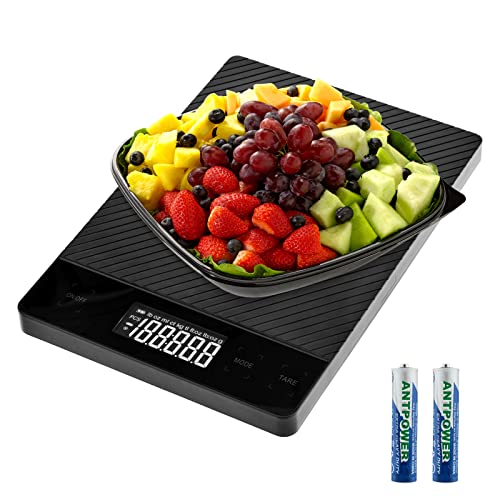 Brynnl Balance de Cuisine Numérique, 33lbs/15KG Grande Balance Alimentaire Écran LCD Tactile Balance de Cuisson Électronique Pesée Précise 1g/0.1oz/1ml 7 Unités Fonction Tare Batterie Incluse Fiche Technique et Prix au Maroc