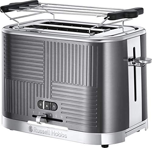 Russell Hobbs Toaster Grille-Pain, 4 Fonctions, Brunissage Uniforme, Température Ajustable, Réchauffe Viennoiseries, Pince - 25250-56 Geo Steel Fiche Technique et Prix au Maroc