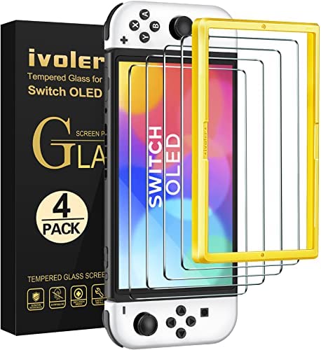 ivoler Pack de 4 Verre Trempé Compatible avec Nintendo Switch OLED Modèle 7 pouces Modèle 2021, avec Kit Installation Offert, Film de Protection d’écran - 9H Glass - Anti Rayures - Sans Bulles Fiche Technique et Prix au Maroc