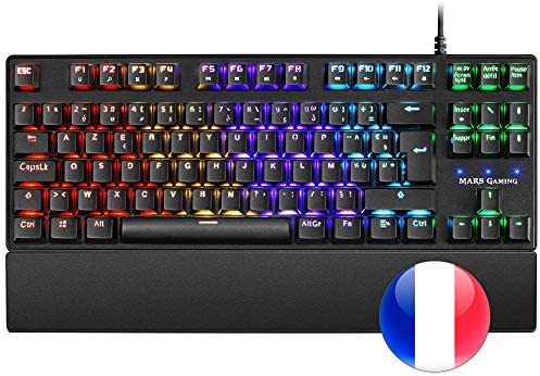 Mars Gaming MKXTKLBFR, Clavier Mécanique Ultra-compact TKL RGB, Repose poignet, Switch OUTEMU SQ Bleu, Langue Française Fiche Technique et Prix au Maroc
