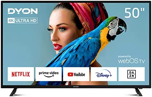 Dyon Smart 50 X-EOS 126 cm (50 Pouces) Smart TV (4K Ultra-HD, HDR10, HD Triple Tuner (DVB-C/-S2/-T2), Prime Video, Netflix, Disney+, Magic Remote avec contrôle Vocal & gestuel) [Année modèle 2022] Fiche Technique et Prix au Maroc