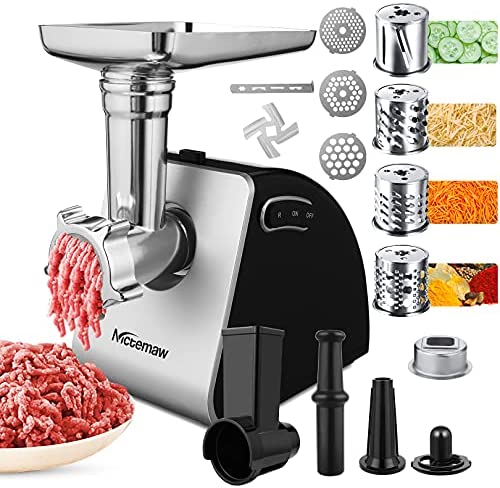 Nictemaw Hachoir à Viande Électrique à double usage, Coupe-légumes avec kit de cookie et 3 plaques de broyage, 500W Fiche Technique et Prix au Maroc