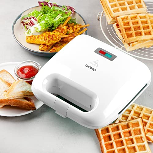 Domo DO1090C Sandwichmaker 3 en 1 avec plaques amovibles Blanc Fiche Technique et Prix au Maroc